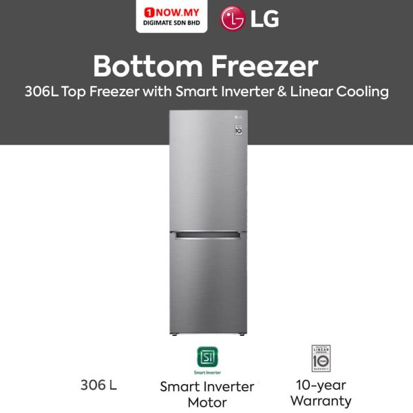 LG 306L Inverter Bottom Freezer Fridge GC-B369NLRM | 4 Star Energy Efficient Door Cooling, Multi Air Flow