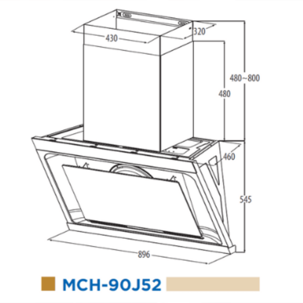 MIDEA 1500m³/hr Cooker Hood MCH-90J52 | Strong Suction Power - Image 4