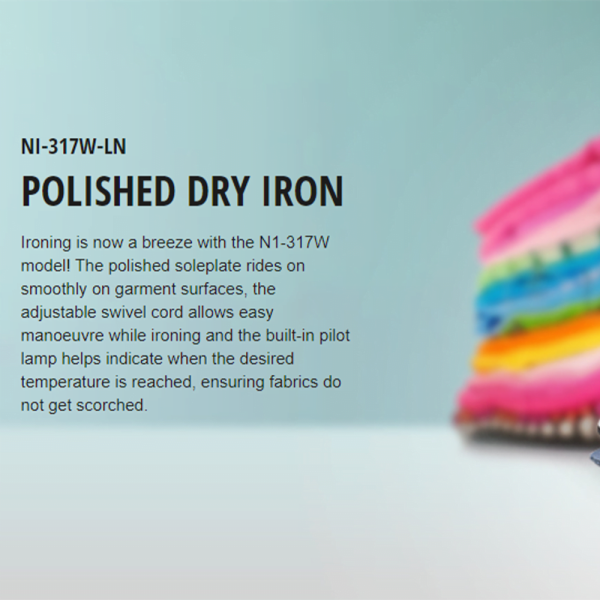 PANASONIC Non-Stick Dry Iron NI-317W | 1000W Polished Soleplate Lightweight - Image 5