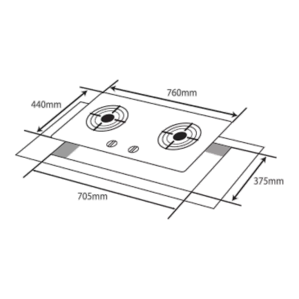 ELBA 2 Burners Gas Hob EGH-K8842G(BK) | Built-In High Quality Tempered Glass​​​​​​​ Stove - Image 3
