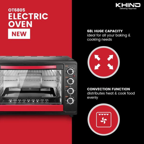 KHIND 68L Electric Oven OT6805 (Bake, Broil & Roast Food) - Image 4