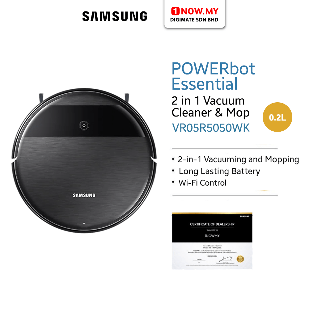 samsung powerbot essential with 2 in 1 robot vacuum vr05r5050wk