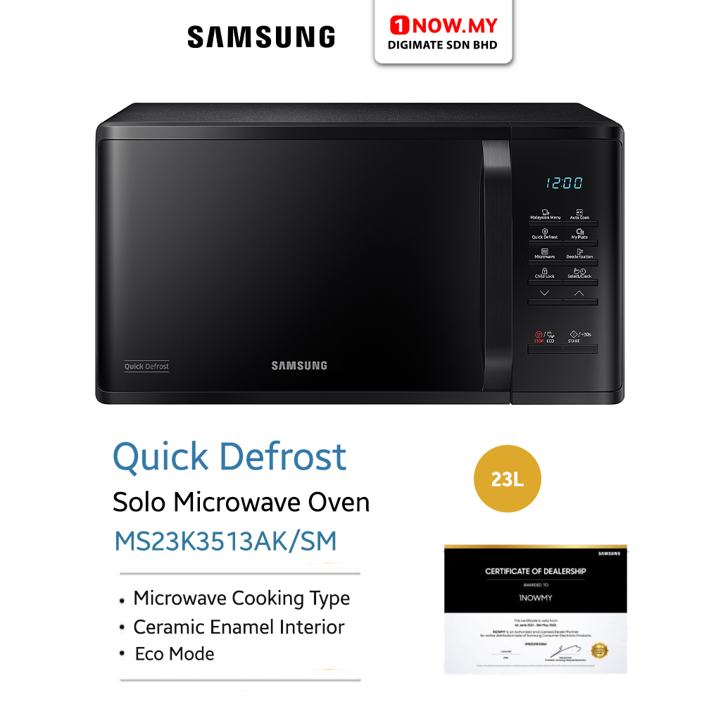 SAMSUNG 23L Microwave Oven MS23K3513AK/SM | Solo Series Quick Defrost ...