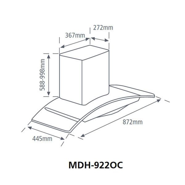 MORGAN 1200M3 Designer Cooker Hood MDH-922OC | Stainless-Steel Baffle Filter - Image 3