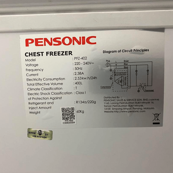 PENSONIC 400L Chest Freezer PFZ-402 | Low Energy Consumption - Image 4