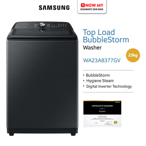 SAMSUNG 23kg Inverter Top Load Washer WA23A8377GV | BubbleStorm Energy Efficient