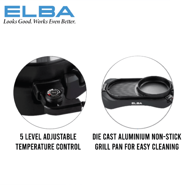 ELBA 2-in-1 3L Hot Pot & BBQ Griller EGL-K3051 | Non-Stick Coating - Image 3