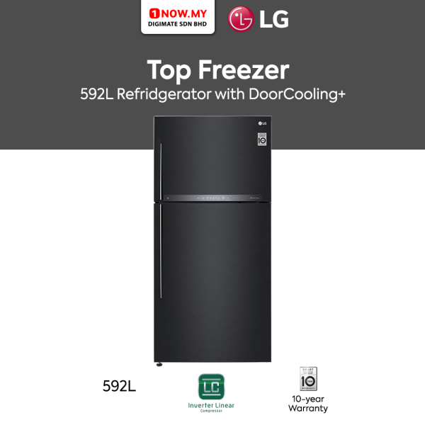 LG 592L Inverter Top Freezer Refrigerator GR-H802HQHM | DoorCooling+ & Fresh 0 Zone, Black Metal