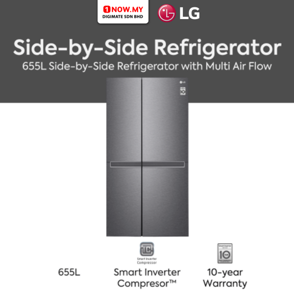 LG 655L Inverter Side-by-Side Refrigerator GC-B257JQYL | Dark Graphite Finish