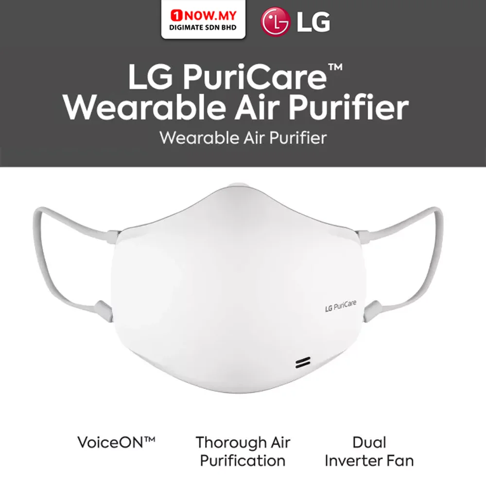 LG Face Mask AP551AWFA | PuriCare White Wearable Air Purifier Bluetooth High Tech Performance