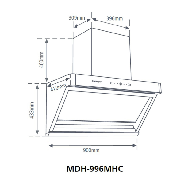 MORGAN 900MM Designer Hood MDH-996MHC | Smart Motion Sensor Touch Control - Image 3