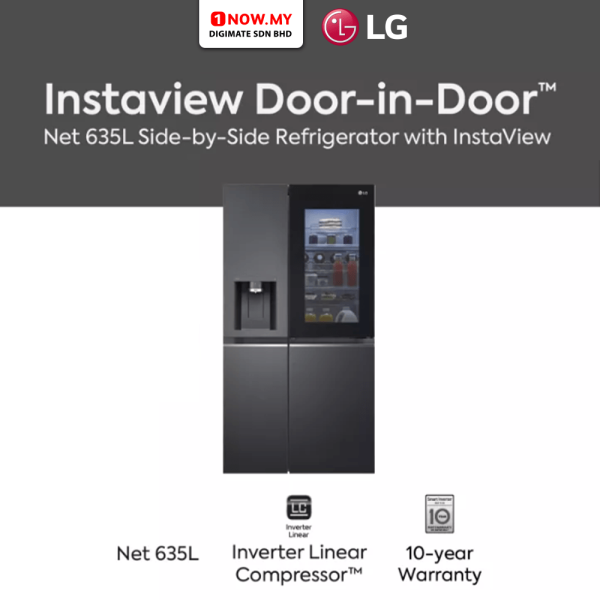 LG 635L Inverter Side-by-Side Refrigerator GC-X257CQES | InstaView Door-in-Door Matte Black Finish