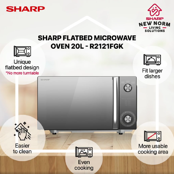 SHARP 20L Microwave Oven Mechanical Dial R2121FGK | 4 Star Energy Efficient - Image 2