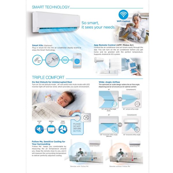 MIDEA 1HP 1.5HP 2HP 2.5HP Non-Inverter Air Conditioner MSMF-10CRN8 / 13CRN8 / 19CRN8 / 25CRN8 | Fairy Series Wall Mount - Image 4