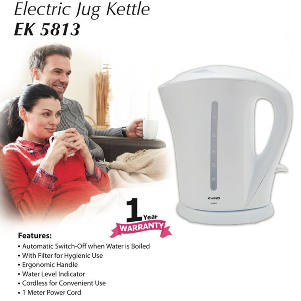 KHIND 1.7L White Electric Jug Kettle EK5813 | Cordless for Convenient Use - Image 5
