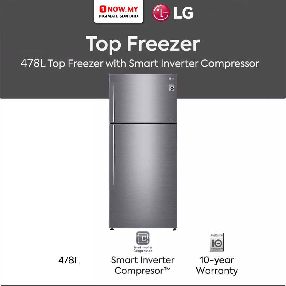 LG 478L Inverter Top Freezer Refrigerator GN-C602HLCC | Smart Door Cooling+
