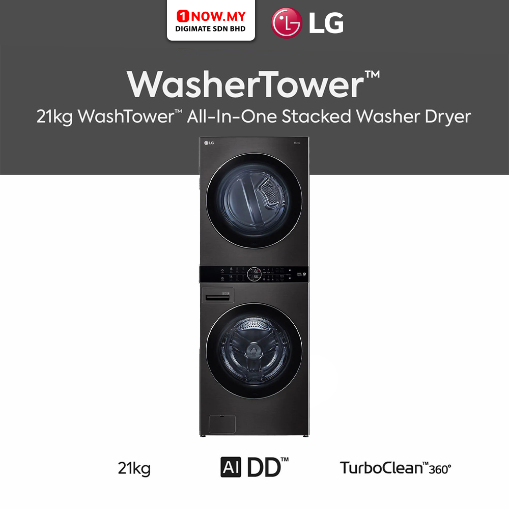 LG 21kg Inverter WashTower Washer Dryer WT2116SHB AllInOne Stacked