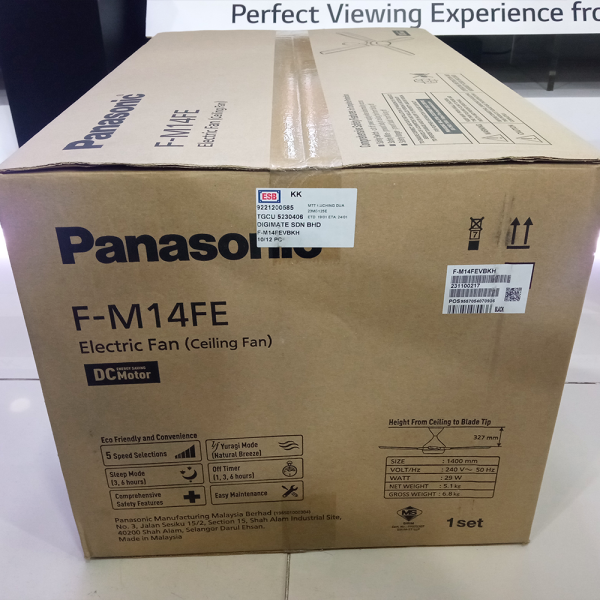 PANASONIC 56" Aura2 Ceiling Fan 4-Blade DC Motor F-M14FEVBKH (Black) | 5 Star Energy Efficient - Image 3