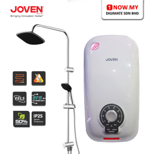 JOVEN Water Heater SD60iP(RS) | White Sleek Instant Silent Pump Shower Certified Protection IP25