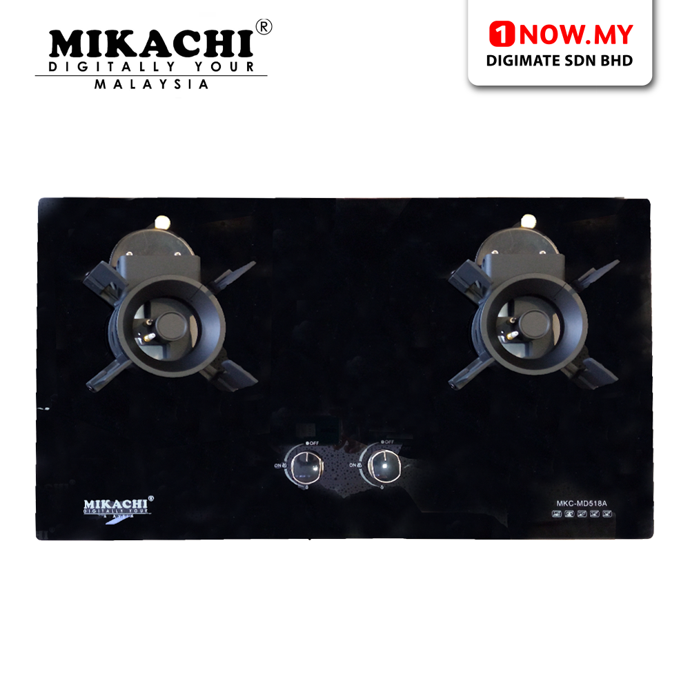 MIKACHI 2 Burners Gas Hob MKC-MD518A | Unique Design Tempered Glass