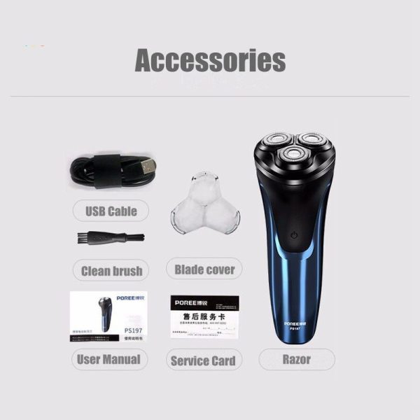 POREE Wet/Dry Electric Shaver PS197 | Washable Intelligent Display USB Charging - Image 6