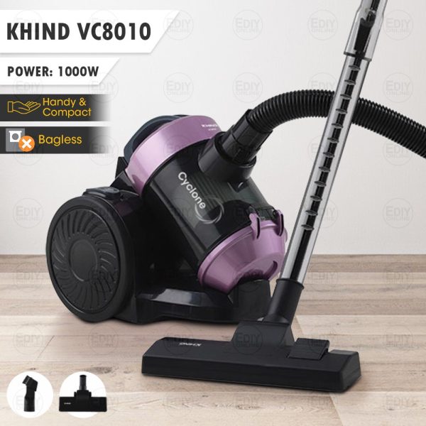 KHIND 1000W Vacuum Cleaner VC8010 | Bagless Compact Design Powerful HEPA Filtration - Image 3