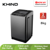 KHIND 8KG Non Inverter Top Load Washing Machine WM80A | 3 Stars Energy Rating | Soak | Wash | Spin | Rinse