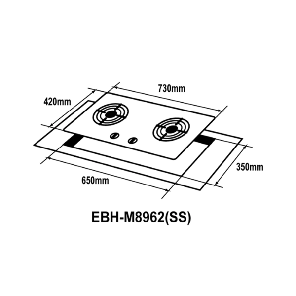 ELBA 2 Burners Gas Hob EBH-M8962(SS) | Built-In Premium Stainless Steel - Image 3
