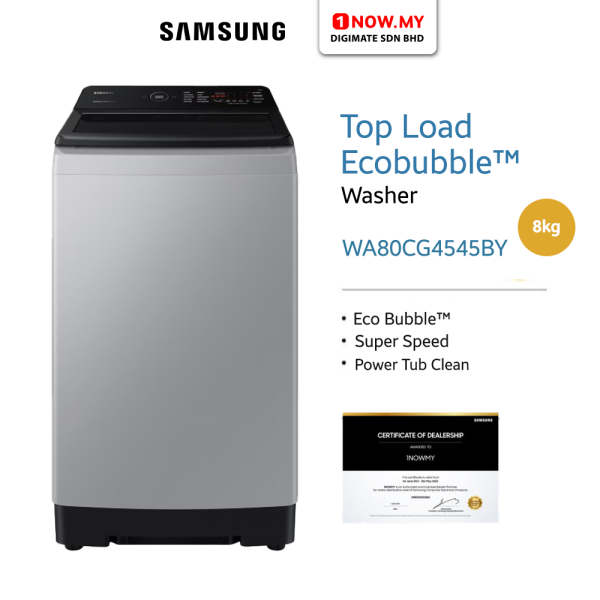 SAMSUNG 8kg Inverter Top Load Washer WA80CG4545BY | Ecobubble Durable Energy Efficient