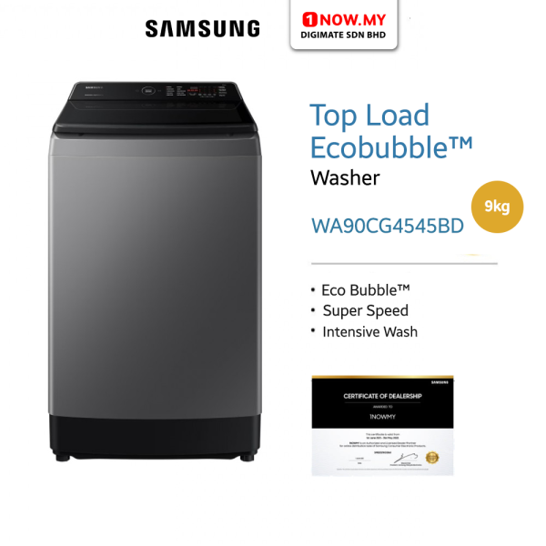 SAMSUNG 9kg Inverter Top Load Washer WA90CG4545BD | Ecobubble Powerful Energy Efficient