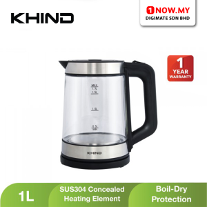 KHIND 1.7L Electric Jug Kettle Glass EK171G | Glass Auto Off Switch Boil-Dry Protection