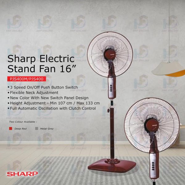 SHARP 16" Stand Fan PJS400M | Comfortable Cooling Adjustable Haight - Image 2