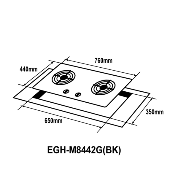 ELBA 2 Burners Glass Stove EGH-M8442G(BK) | High Quality Tempered Glass - Image 3