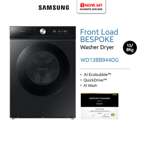 SAMSUNG 13/8kg Bespoke Washer Dryer WD13BB944DG | AI Ecobubble AI Wash