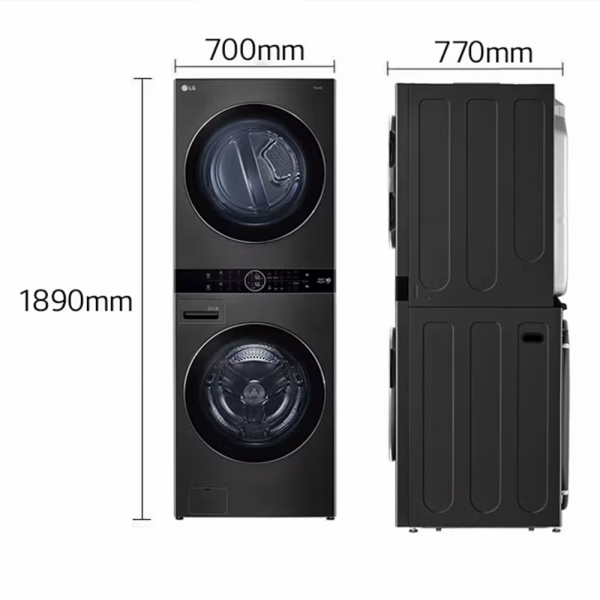 LG 21kg/16kg Inverter WashTower Washer Dryer WT2116SHB | All-In-One Stacked - Image 2