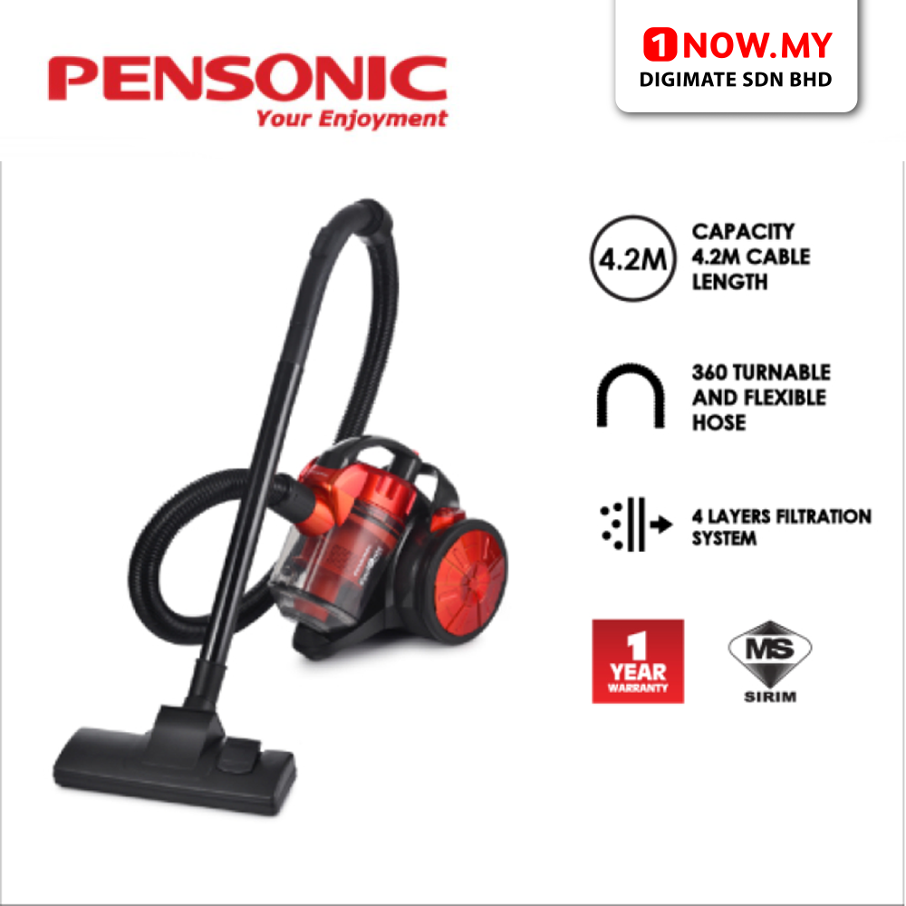 PENSONIC 1.8L Bagless Vacuum Cleaner PVC-2201C | Powerful Suction 4 Layers Filtration System