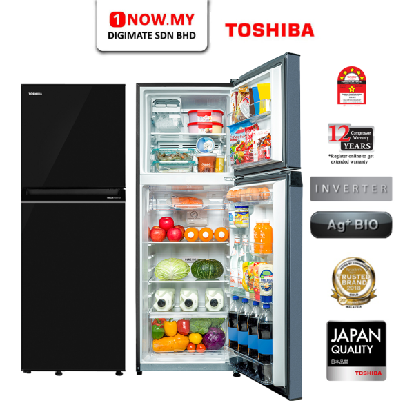 TOSHIBA 270L Inverter Top Freezer Refrigerator GR-RT300WE-PMY(UK) | Multi-Air Flow 2-Door Energy Efficient