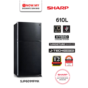 SHARP 610L Inverter Pelican TMF Fridge SJP601MFMK | 2-Doors Express Freezing 4 Star Energy Efficient