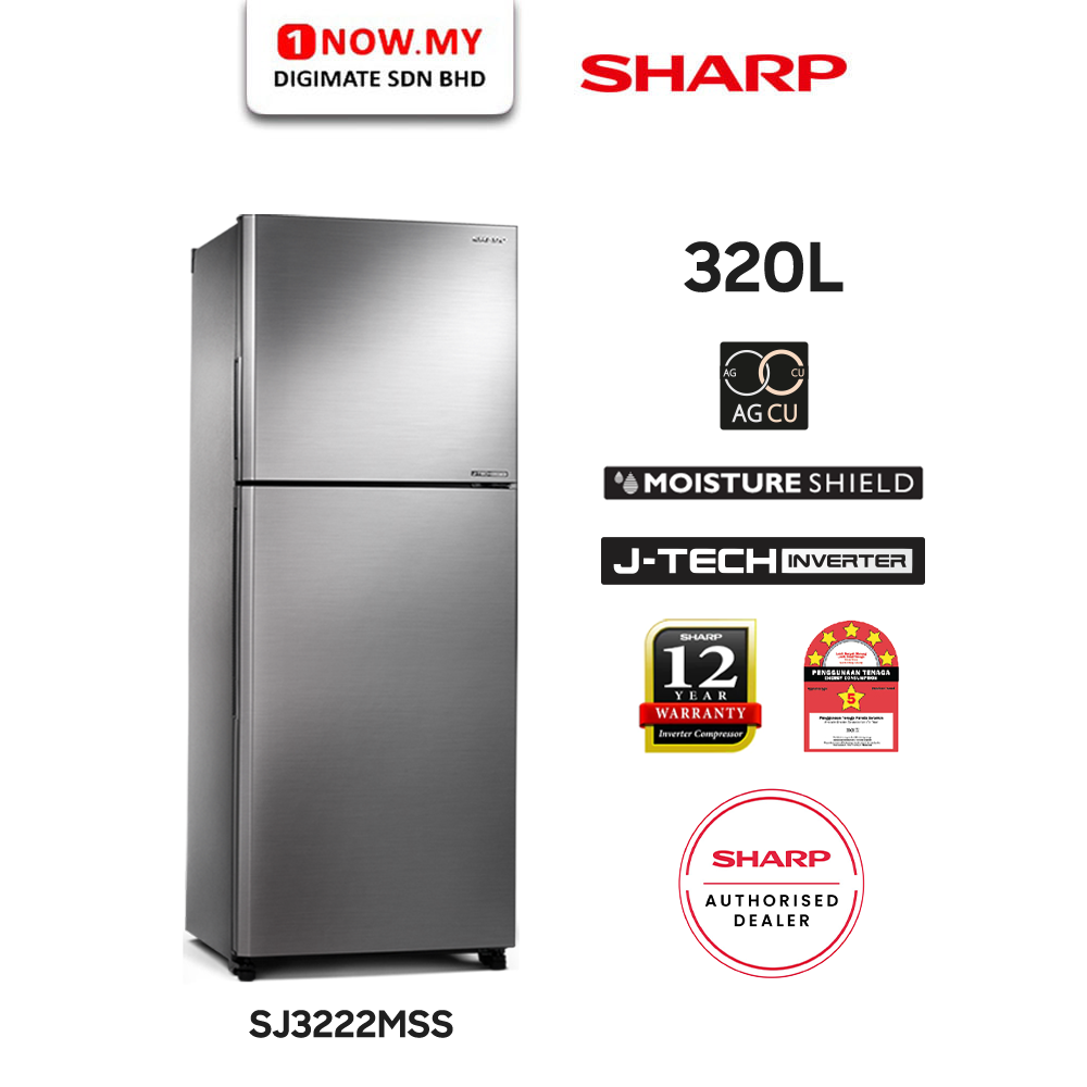 SHARP 320L Inverter Folio Refrigerator SJ3222MSS | Energy Saving AG ...