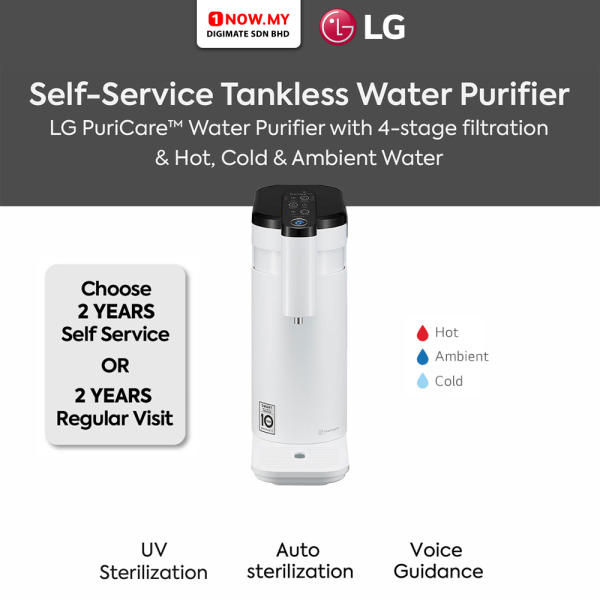 LG Puricare Tankless Water Purifier WD516AN - White | 4-stage Filtration Hot Cold Ambient Water