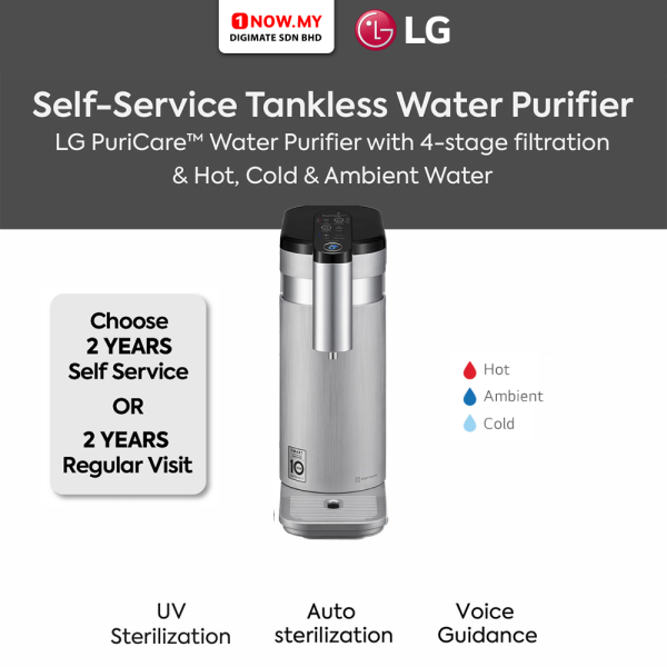 LG Puricare Tankless Water Purifier WD516AN - Silver | 4-stage Filtration Hot Cold Ambient Water