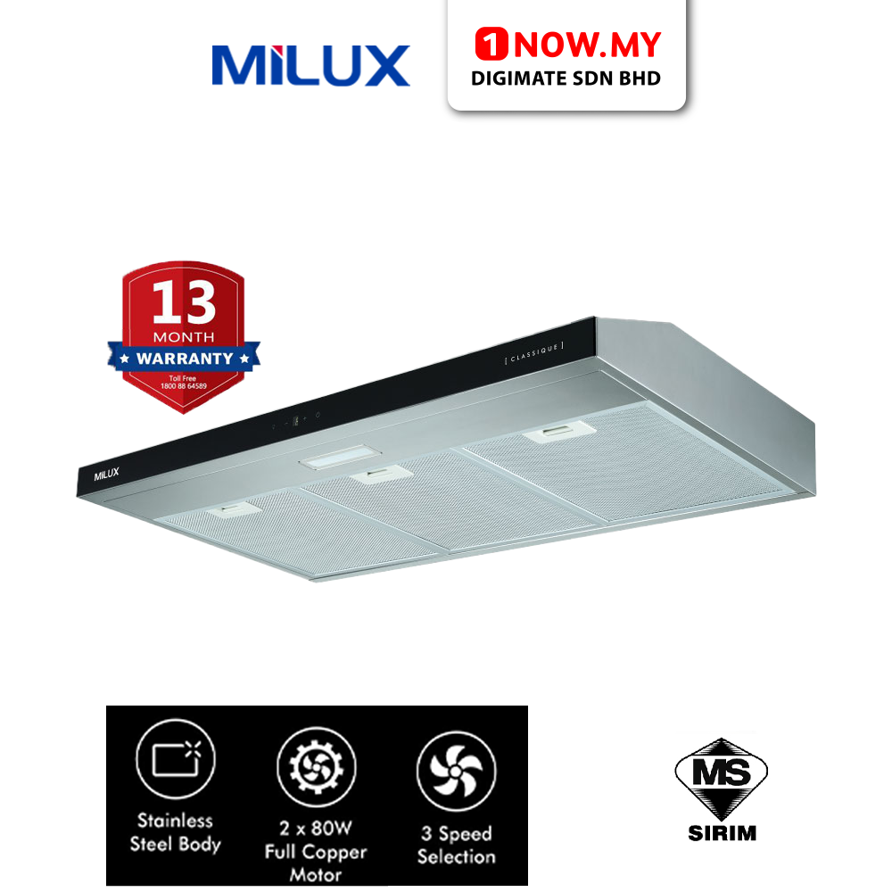 MILUX Digital Slim Hood MHS-S750T | Active Carbon Filter Touch Sensor Control