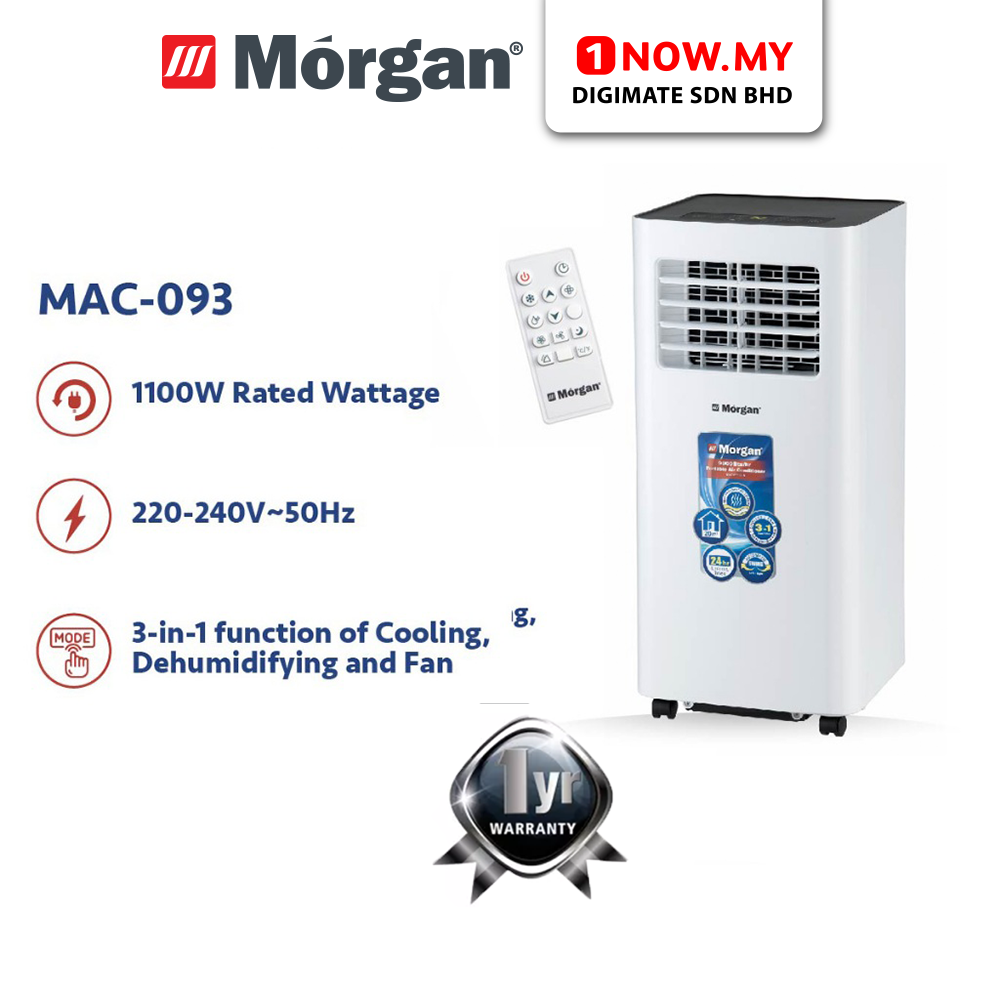 MORGAN Lite Portable Air Conditioner MAC-093 | Cooling Efficient 3-in-1 function: Cooling Dehumidifying Fan