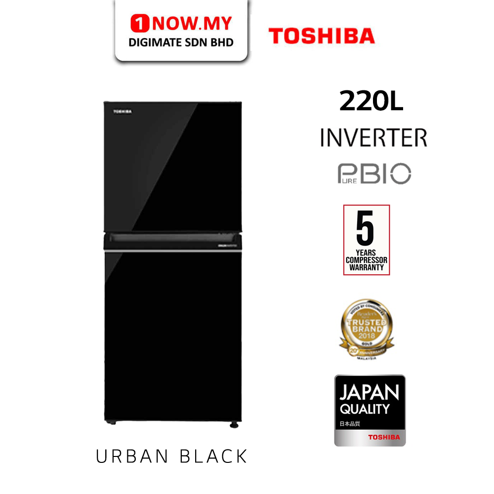 TOSHIBA 220L Inverter 2 Doors Top Mount Freezer Refrigerator GR-RT230WE-PMY(UK) | Optimal Air Circulation Energy Efficient