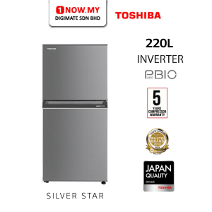 TOSHIBA 220L Inverter 2 Doors Top Mount Freezer Refrigerator GR-RT230WE-PMY(SS) | Optimal Air Circulation Energy Efficient