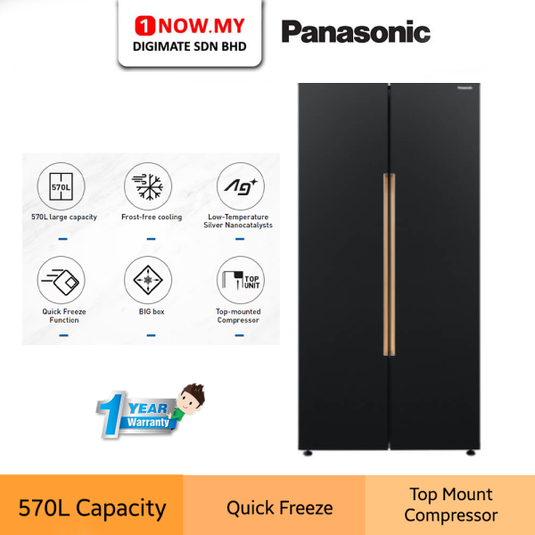 PANASONIC 570L Inverter Side-By-Side Refrigerator NR-S621BB-MY | Elegant Diamond Blue Large Capacity Quick Freeze