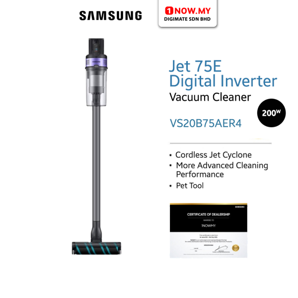 SAMSUNG Jet 75E Cordless Stick Vacuum Cleaner VS20B75AER4 | 200W Powerful Suction Pet tool