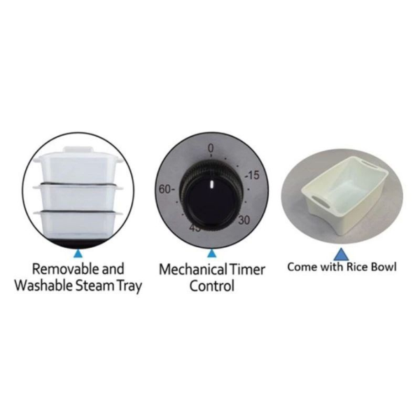 ELBA 10L Food Steamer EFS-M1038(SS) | 3 Detachable Layers Overheat Protection BPA Free - Image 2