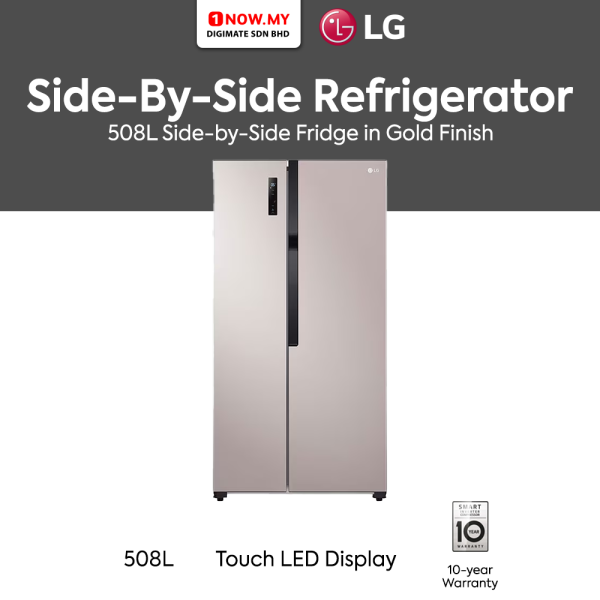 LG 508L Side-by-Side Fridge GC-B507PGAM | Gold Finish Multi Air Flow Touch LED Display