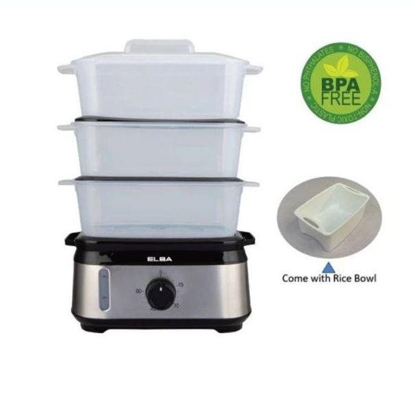 ELBA 10L Food Steamer EFS-M1038(SS) | 3 Detachable Layers Overheat Protection BPA Free - Image 3